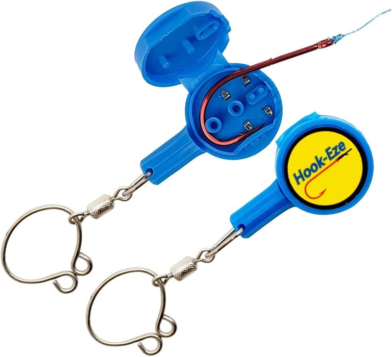 HOOK-EZE 4-in-1 Fishing Knot Tying Tool, Treble Hook Covers Keeps Lures Safe, Hook Sharpener, Lure Wraps for Fishing Rod, Fishing Line Cutter Accessories Gifts for Anglers Fishermen - Image 1